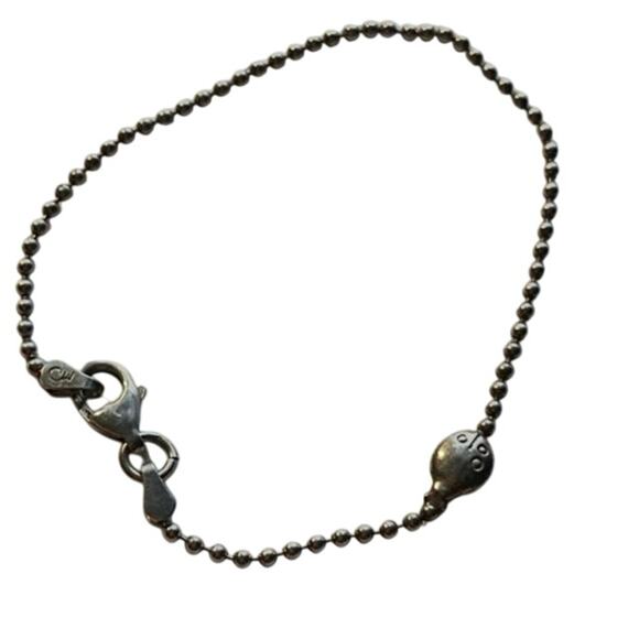 CW Charles Winston Signed Sterling Silver Ladybug Accent Ball Bracelet Sz 7.25” - Picture 3 of 9